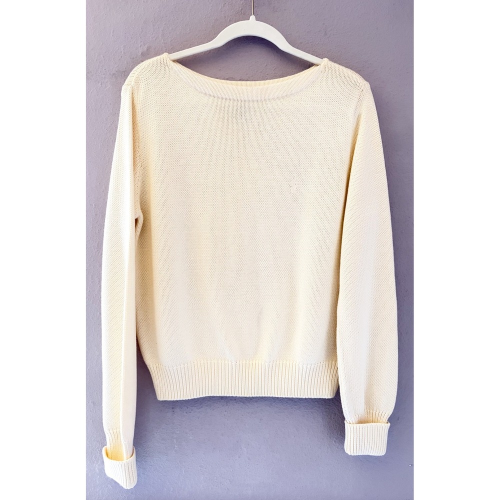 Vintage Polo Sport Ralph Lauren Womens Large Cotton Knit Boat‎ Neckline Sweater